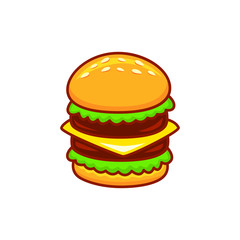 Cartoon Burger. Vector illustration.