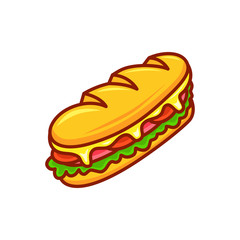 Cartoon Sandwich. Vector illustration.