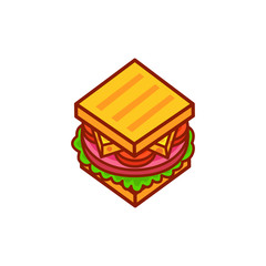 Cartoon Sandwich. Vector illustration.