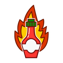 Cartoon Hot Sauce. Fire on the background Vector illustration.