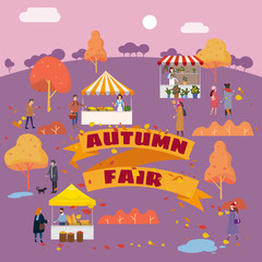 Autumn fair local market festival vendors sellers and customers market