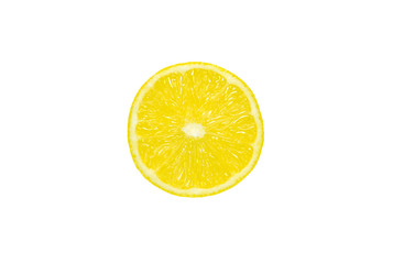Lemon on a white background. Round sliced citrus sliced