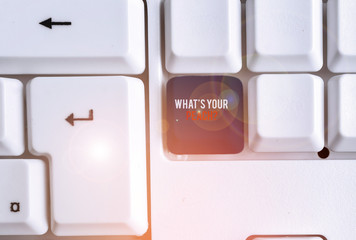 Writing note showing What S Is Your Peach question. Business concept for an exceptionally good demonstrating or thing White pc keyboard with note paper above the white background