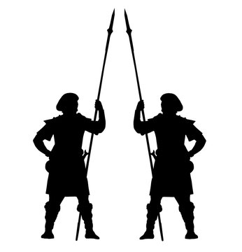 black warriors holding spears clip art preview