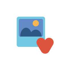 Picture and heart icon flat vector design