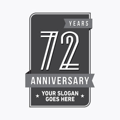 Fototapeta premium 72 years anniversary design template. Seventy-two years celebration logo. Vector and illustration.