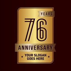 76 years anniversary design template. Seventy-six years celebration logo. Vector and illustration.
