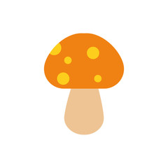 Isolated pointed fungi mushroom flat vector design