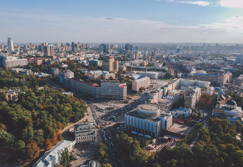 Aerial cityscape of Kyiv, Ukraine
