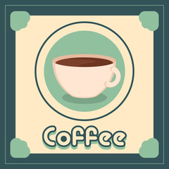 Vintage coffee cups poster with text - Vector illustration