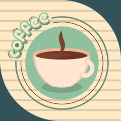 Vintage coffee cups poster with text - Vector illustration