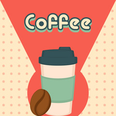 Vintage coffee cups poster with text - Vector illustration
