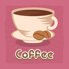 Vintage coffee cups poster with text - Vector illustration