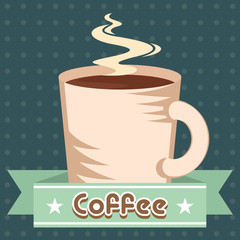 Vintage coffee cups poster with text - Vector illustration