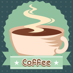 Vintage coffee cups poster with text - Vector illustration