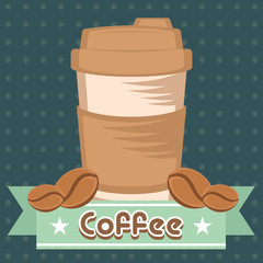 Vintage coffee cups poster with text - Vector illustration