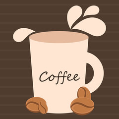 Vintage coffee cups poster with text - Vector illustration