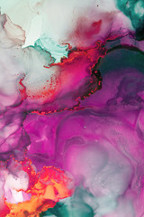 Panele Szklane  Part of original alcohol ink painting. Modern art. Abstract colorful background, wallpaper. Marble texture. Fluid Art for modern banners, ethereal graphic design.