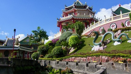 Cebu Taoist Temple is located in upscale town Beverly Hills Subdivision of Cebu City, Philippines which was built by  Chinese community in 1972 - obrazy, fototapety, plakaty