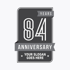 84 years anniversary design template. Eighty-four years celebration logo. Vector and illustration.