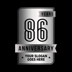Obraz premium 86 years anniversary design template. Eighty-six years celebration logo. Vector and illustration.