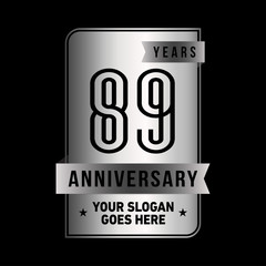89 years anniversary design template. Eighty-nine years celebration logo. Vector and illustration.