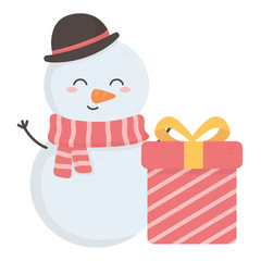 snowman gift box merry christmas