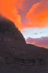 Sunset colors on the throne of Zeus on mount Olympus 