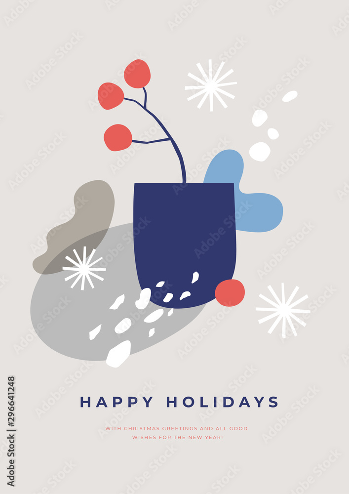 Aufkleber decorative winter card in the style of modern art. pattern with abstract colorful spots. trendy grap