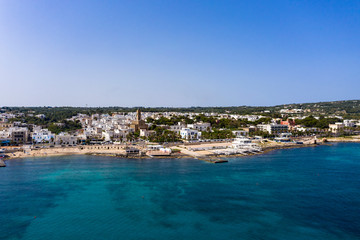 Fototapeta na wymiar Aerial view, Santa Maria di Leuca with harbor, Lecce province, Salento peninsula, Apulia, Italy