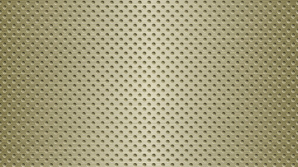 Abstract metal background with holes in light golden colors
