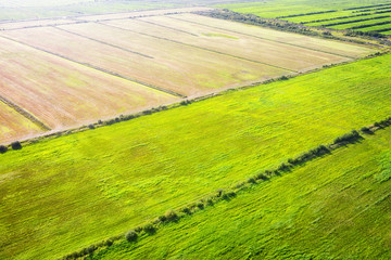 Aerial landscape with agricultural fields