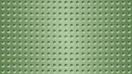 Abstract metal background with holes in light green colors