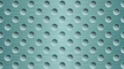 Abstract metal background with holes in light blue colors