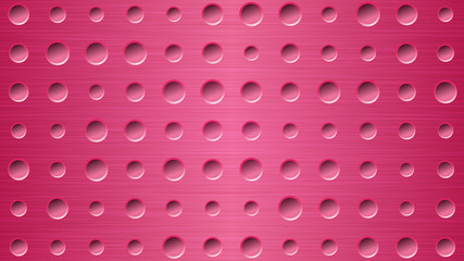 Abstract metal background with holes in bright red colors