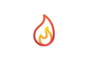 Fire flame simple transparent line art logo template