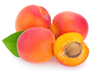 Fresh apricot on white background