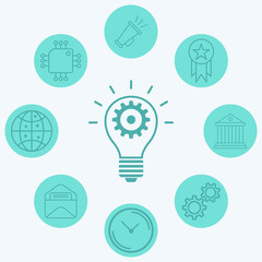 Light bulb and gear vector icon sign symbol