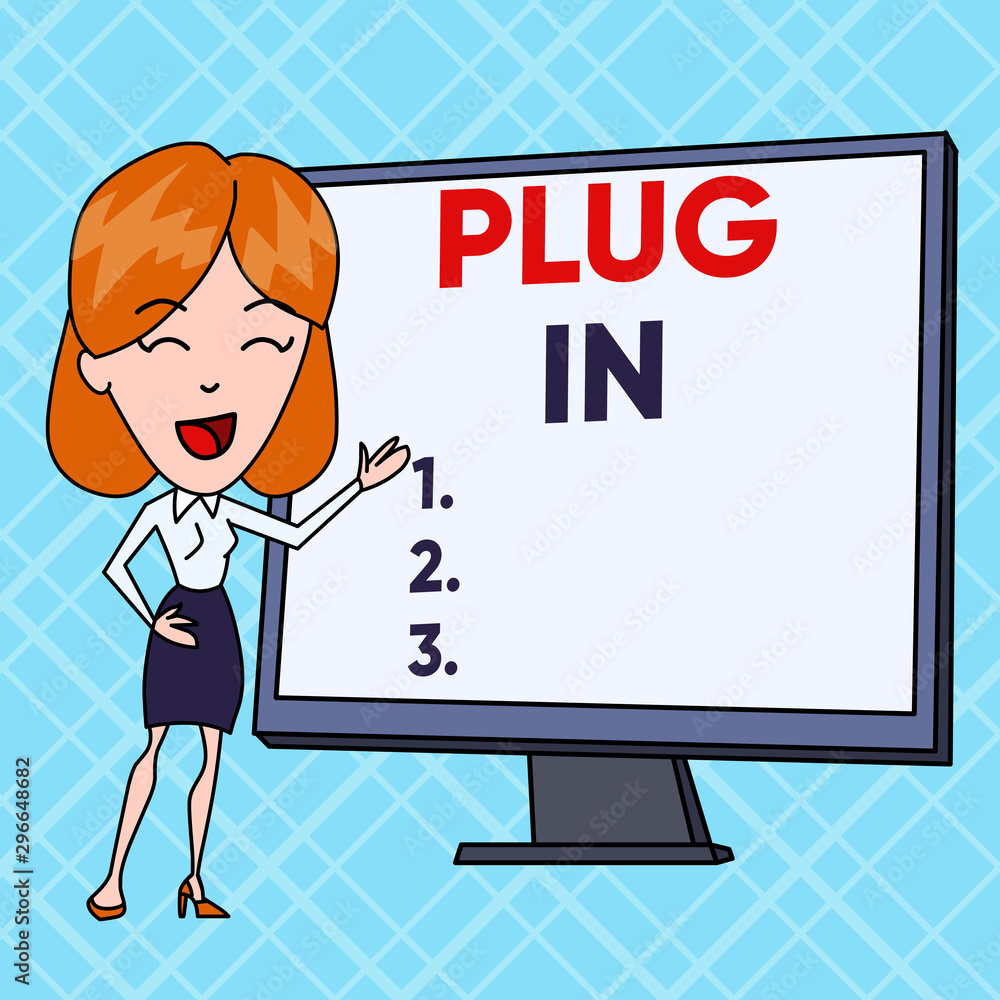 Aufkleber text sign showing plug in. business photo text putting device into electricity to turn it on power i