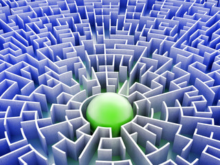 Maze concept, choices and challenge theme; original 3d rendering illustration