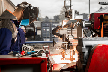 The process of hard welding. The process of drilling pipes. Oil and Gas Pipe Production Enterprise