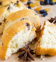 Sweet bread with raisins baked for christmas