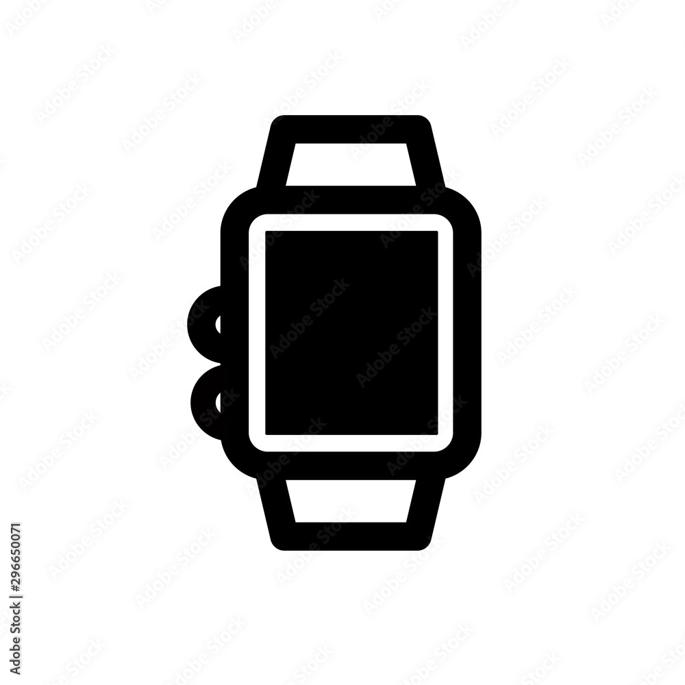 Poster smart watch single icon. black vector outline pictogram for web design. isoleted sing for website on