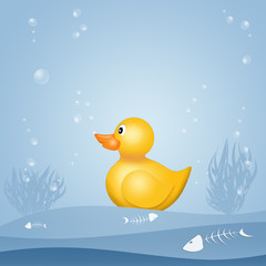 illustration of plastic duck on seabed