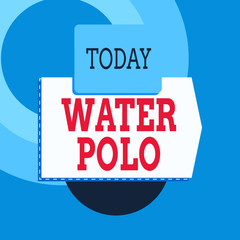 Text sign showing Water Polo. Business photo text competitive team sport played in the water between two teams Blank banner rectangle square above semicircle down Geometrical background