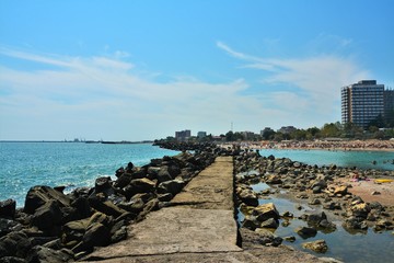 concrete stables dam in the sea