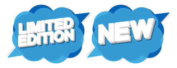 Limited Edition and New banners design template, speech bubble promotion tags, vector illustration