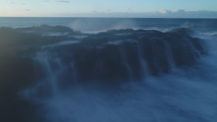 sunset from the north coast with the sea and the silk effect