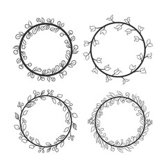 Fototapeta premium set of monogram wreath floral frame