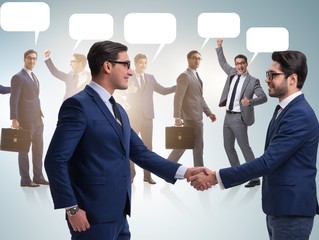 The cooperationa and teamwork concept with handshake